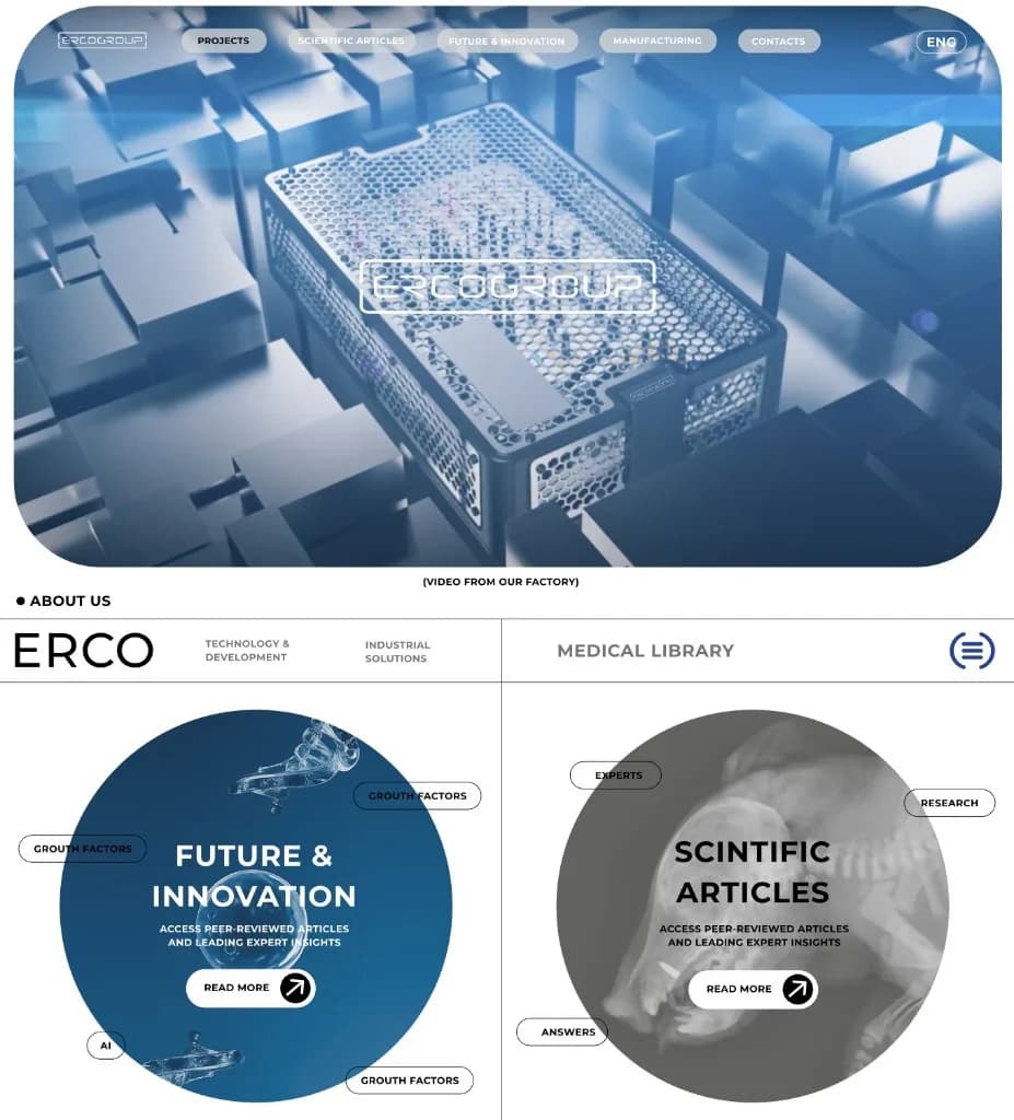 ErcoGroup — сайт производителя зубных имплантатов с научной базой