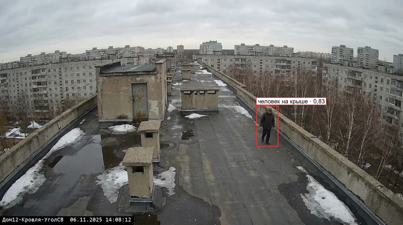 Кровля жилого дома: человек в рамке «человек на крыше»