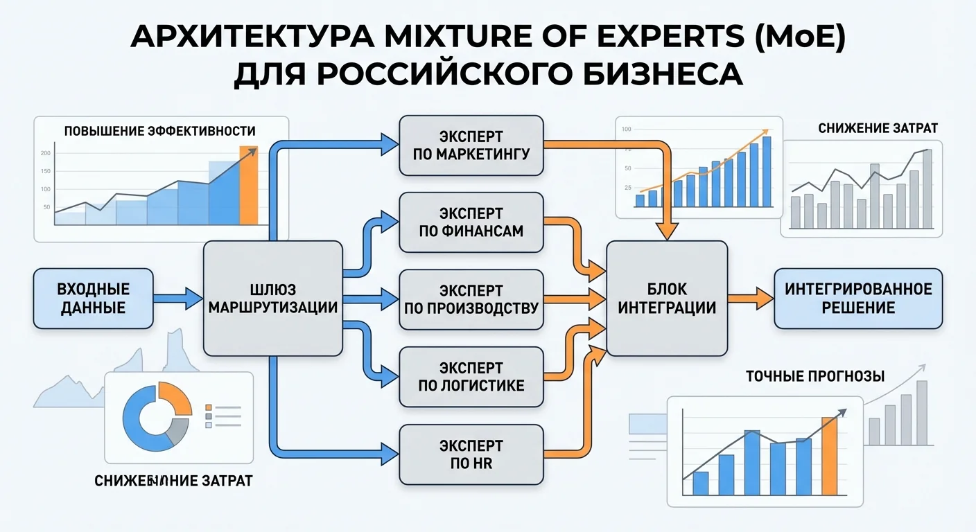 MoE (Mixture of Experts) архитектура: как работает, почему она эффективнее