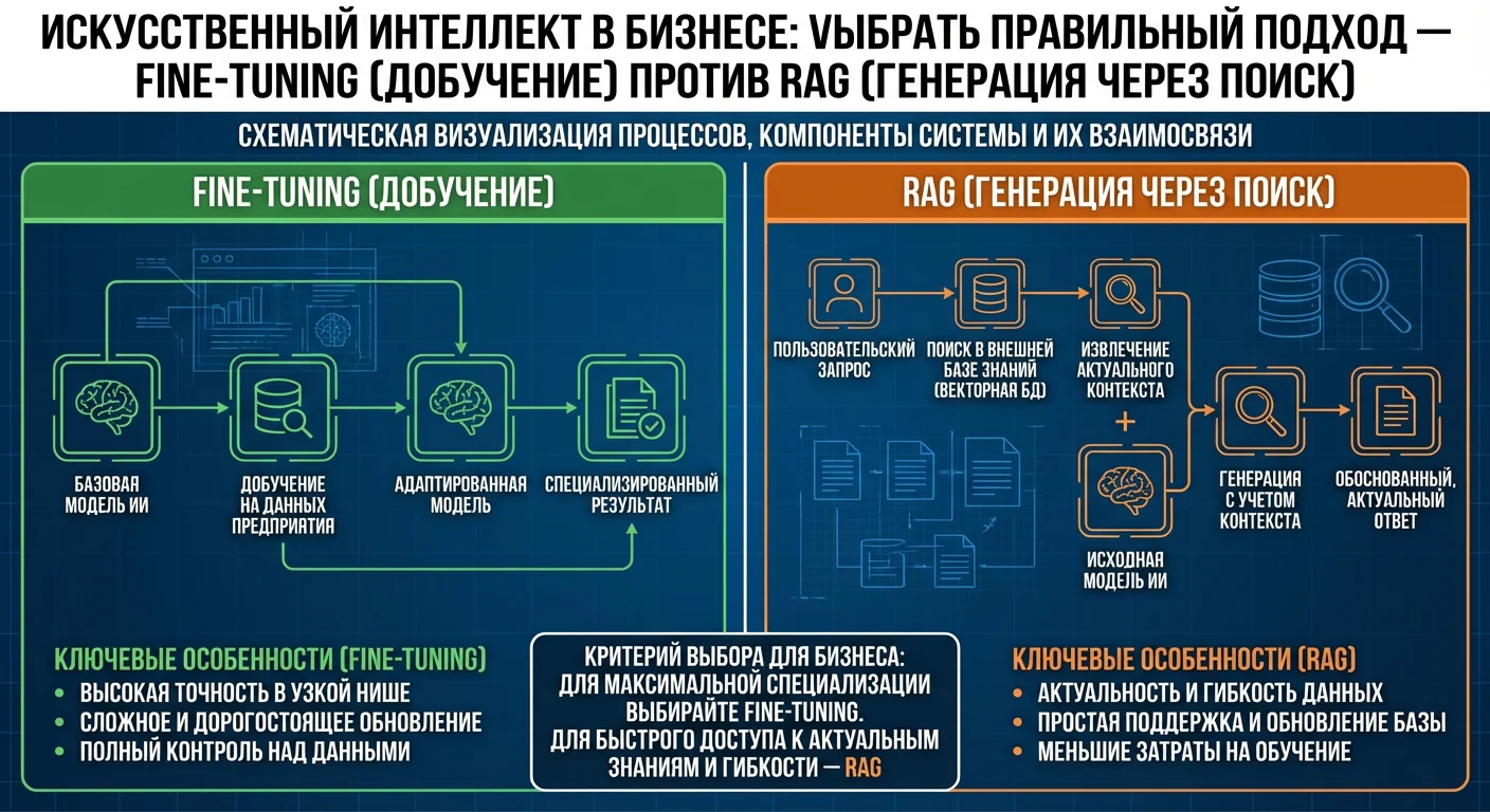 Fine-tuning vs RAG: как выбрать правильный подход для вашей задачи
