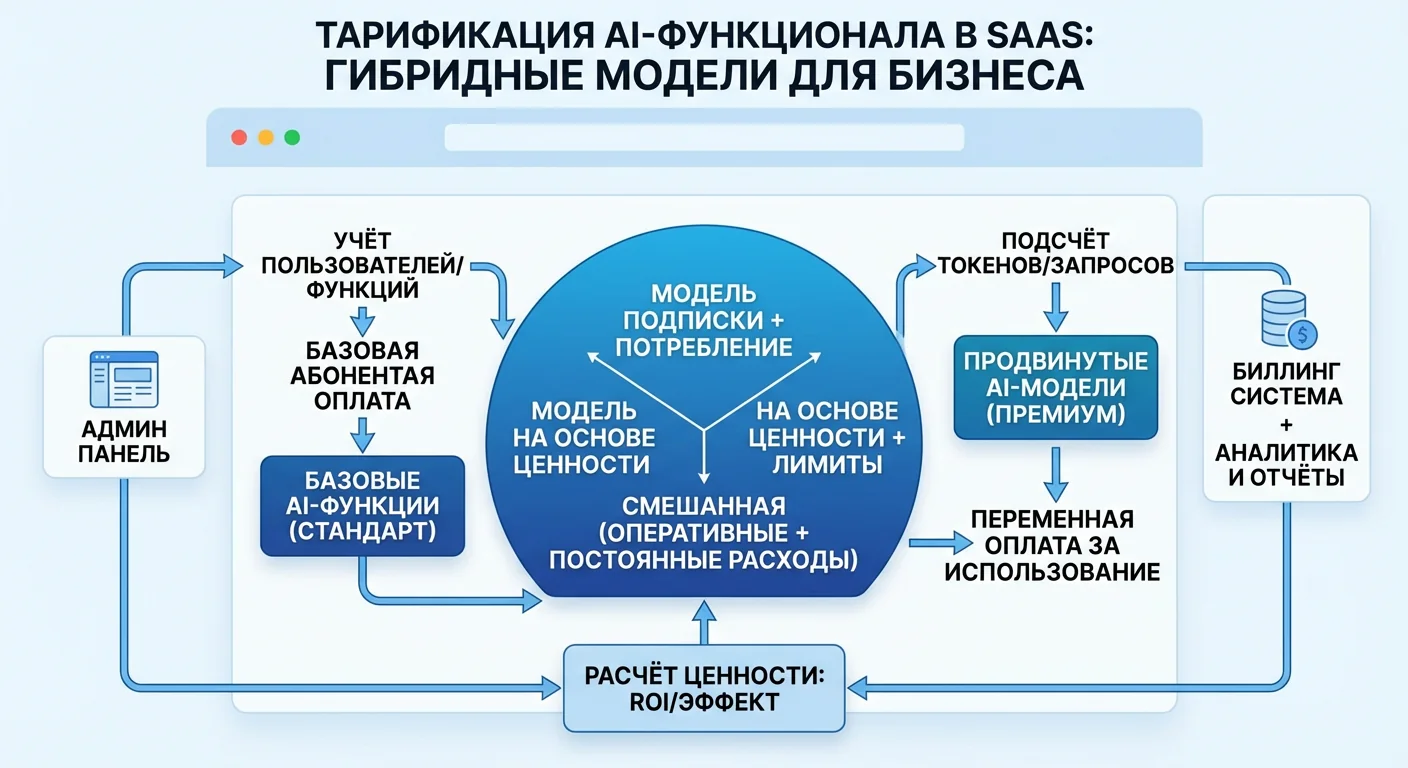 Как тарифицировать AI-функционал в SaaS: гибридные модели, COGS, примеры